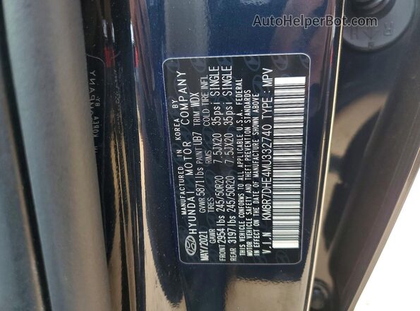 KM8R7DHE4MU332740 2021 HYUNDAI PALISADE Blue Панорамний вид салону 360°