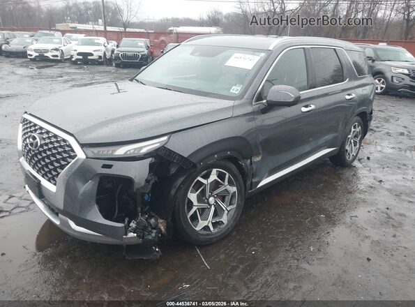 KM8R7DHEXMU270745 2021 HYUNDAI PALISADE Gray წინა მარცხენა ხედი სამი მეოთხედიდან