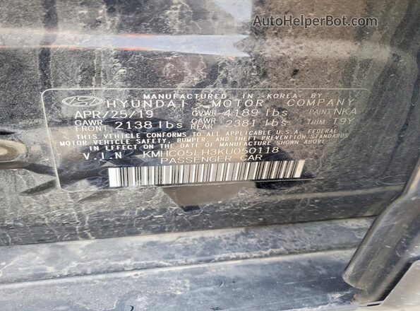 KMHC05LH3KU050118 2019 HYUNDAI IONIQ Черный 