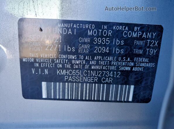 KMHC65LC1NU273412 2022 HYUNDAI IONIQ Серебряный Вид подкапотного пространства
