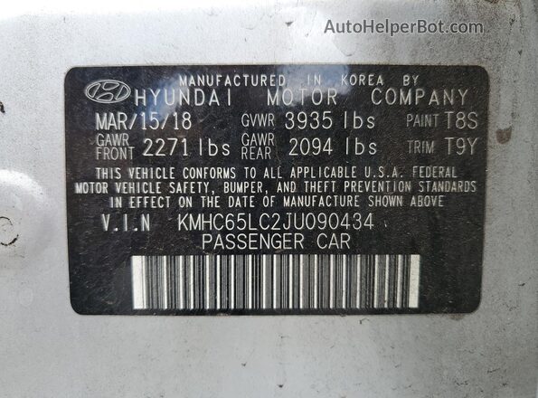 KMHC65LC2JU090434 2018 HYUNDAI IONIQ Silver Вид підкапотного простору