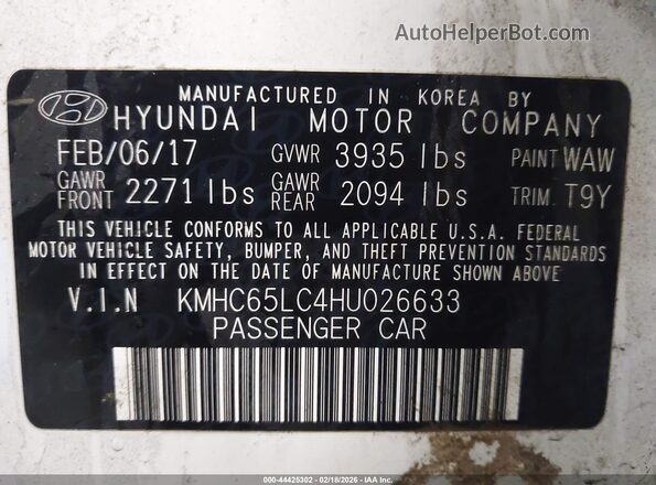 KMHC65LC4HU026633 2017 HYUNDAI IONIQ HYBRID White Engine compartment view