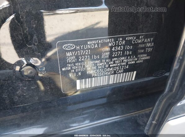KMHC65LD4MU261214 2021 HYUNDAI IONIQ PLUG-IN HYBRID Black 