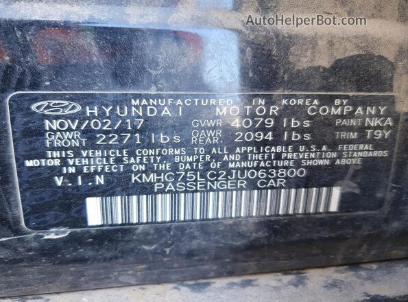 KMHC75LC2JU063800 2018 HYUNDAI IONIQ Black Widok naklejki z numerem VIN
