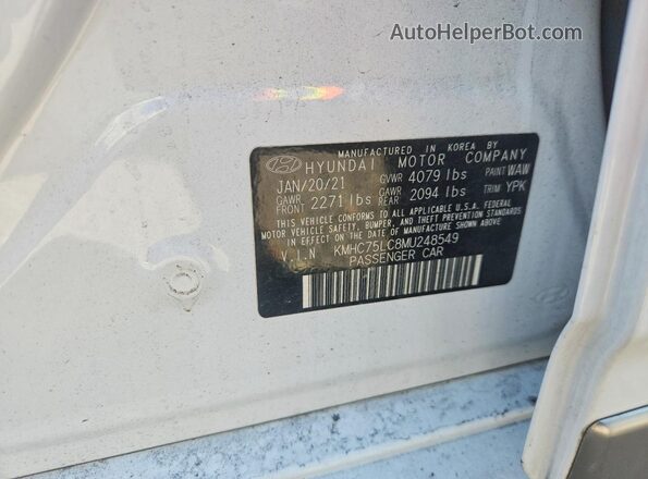 KMHC75LC8MU248549 2021 HYUNDAI IONIQ White ძრავის განყოფილების ხედი