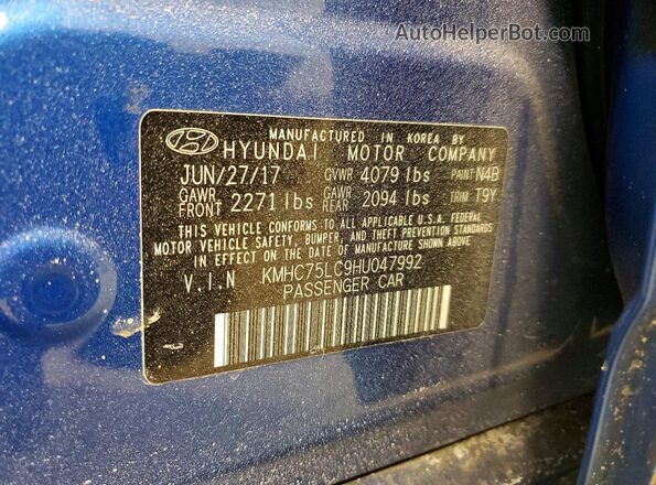 KMHC75LC9HU047992 2017 HYUNDAI IONIQ Blue Vista del compartimento del motor