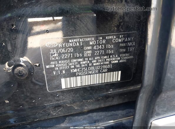 KMHC75LD8LU228681 2020 HYUNDAI IONIQ PLUG-IN HYBRID Черный Вид подкапотного пространства