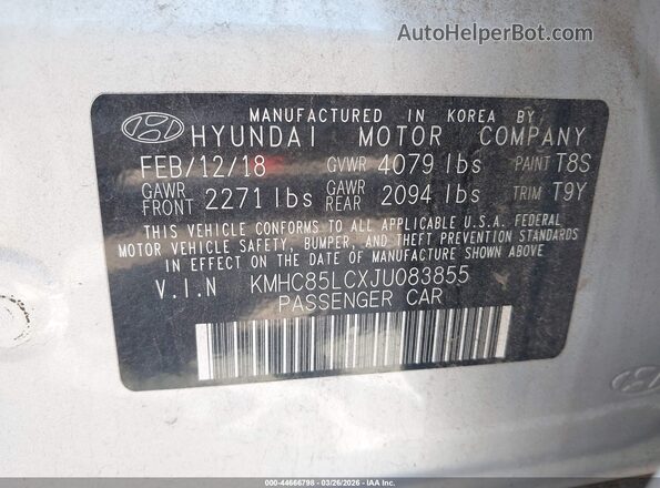 KMHC85LCXJU083855 2018 HYUNDAI IONIQ HYBRID Silver Вид підкапотного простору