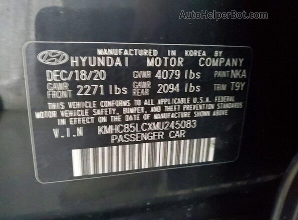 KMHC85LCXMU245083 2021 HYUNDAI IONIQ Черный Вид наклейки с VIN-кодом
