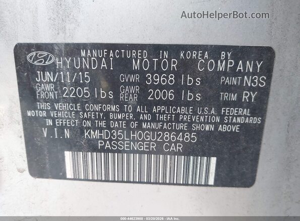 KMHD35LH0GU286485 2016 HYUNDAI ELANTRA GT Silver Widok komory silnika