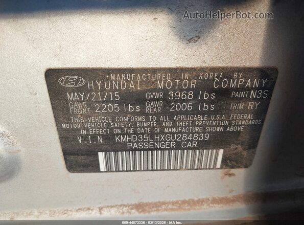 KMHD35LHXGU284839 2016 HYUNDAI ELANTRA GT Серебряный Вид подкапотного пространства