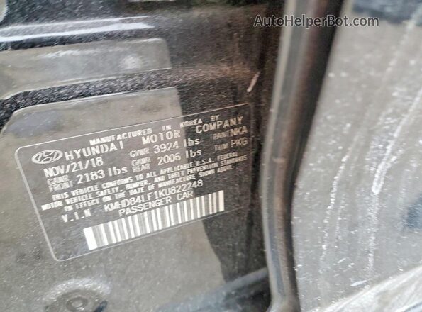 KMHD84LF1KU822248 2019 HYUNDAI ELANTRA Черный 