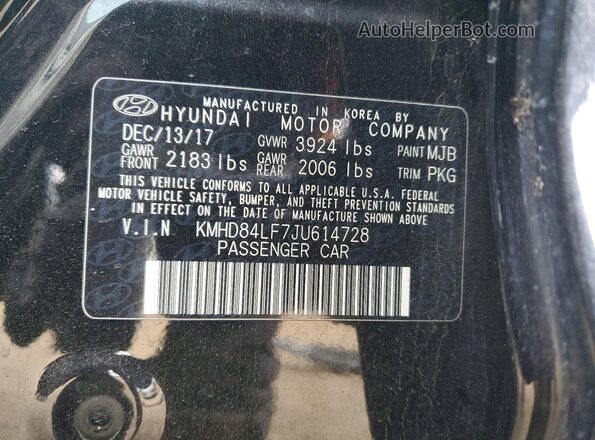 KMHD84LF7JU614728 2018 HYUNDAI ELANTRA Black Vista del compartimento del motor