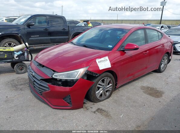 KMHD84LFXKU737165 2019 HYUNDAI ELANTRA Red წინა მარცხენა ხედი სამი მეოთხედიდან
