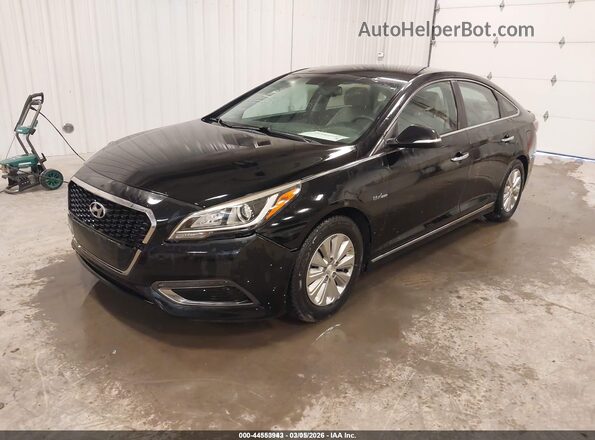 KMHE24L31HA066541 2017 HYUNDAI SONATA HYBRID Black Առջևի ձախ երեք քառորդ տեսարան