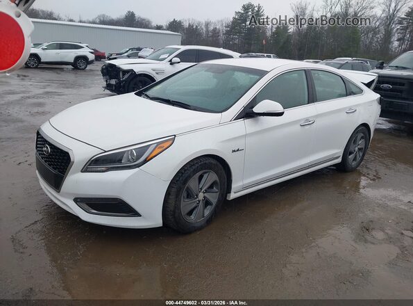 KMHE34L16HA057409 2017 HYUNDAI SONATA HYBRID White Передня ліва чверть