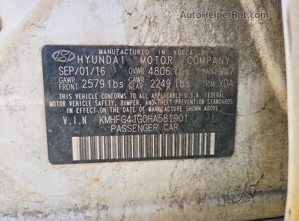 KMHFG4JG0HA581901 2017 HYUNDAI AZERA White Շարժիչի բաժամունքի տեսք
