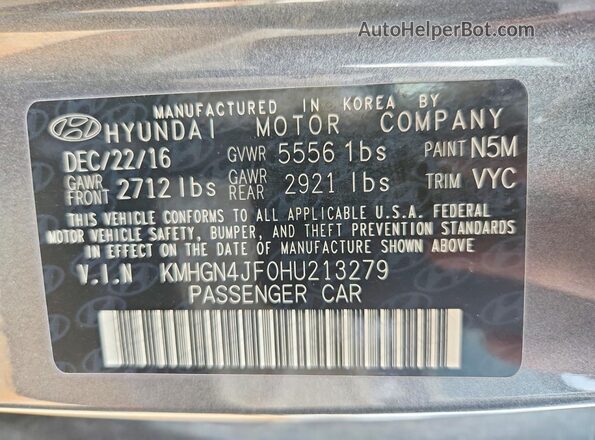 KMHGN4JF0HU213279 2017 GENESIS G80 Black 