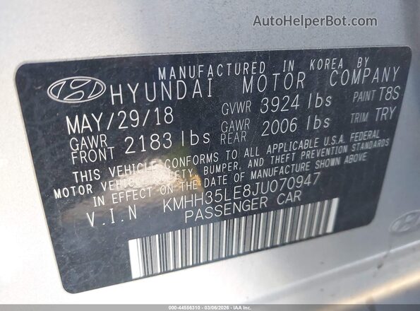 KMHH35LE8JU070947 2018 HYUNDAI ELANTRA GT Silver 