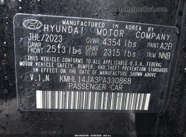 KMHL14JA3PA330868 2023 HYUNDAI SONATA Black Շարժիչի բաժամունքի տեսք