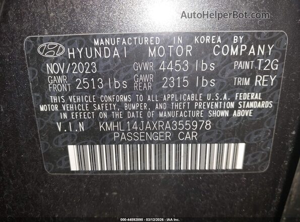 KMHL14JAXRA355978 2024 HYUNDAI SONATA Gray Widok komory silnika