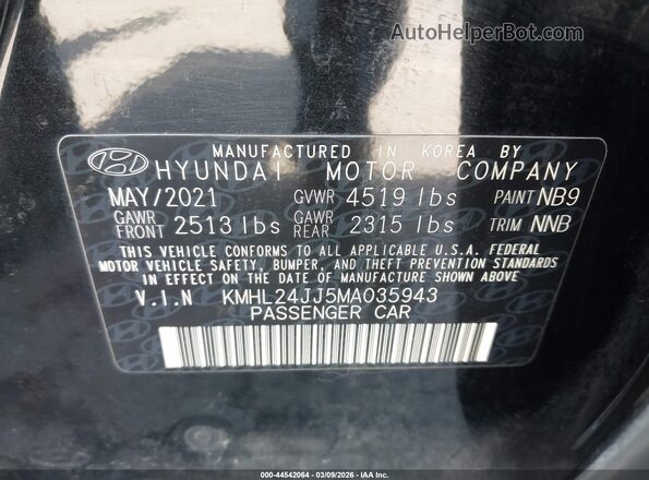 KMHL24JJ5MA035943 2021 HYUNDAI SONATA Black Engine compartment view