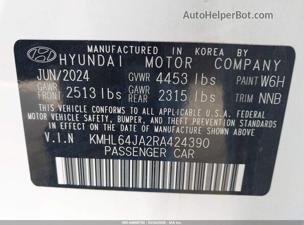 KMHL64JA2RA424390 2024 HYUNDAI SONATA White ძრავის განყოფილების ხედი