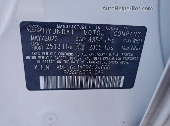 KMHL64JA3PA324666 2023 HYUNDAI SONATA White Вид підкапотного простору