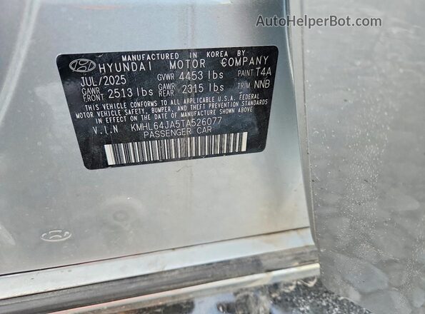 KMHL64JA5TA526077 2026 HYUNDAI SONATA Gray Vista del compartimento del motor