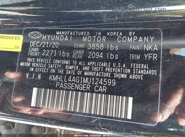 KMHLL4AG1MU124599 2021 HYUNDAI ELANTRA Black Widok komory silnika