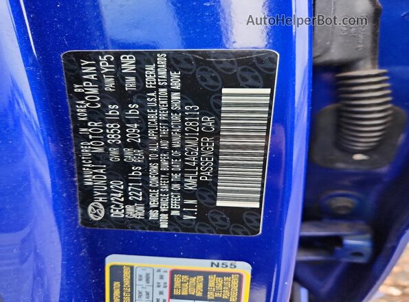 KMHLL4AG2MU128113 2021 HYUNDAI ELANTRA Blue Vista del compartimento del motor