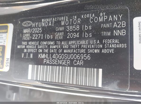 KMHLL4DG0SU006956 2025 HYUNDAI ELANTRA Black Engine compartment view