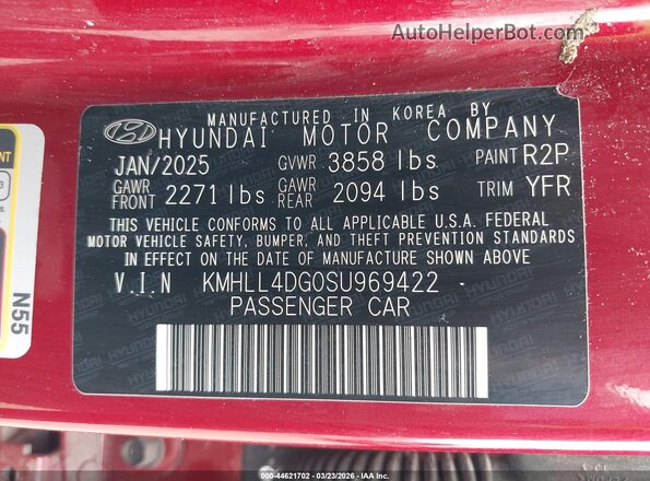 KMHLL4DG0SU969422 2025 HYUNDAI ELANTRA Red Widok komory silnika