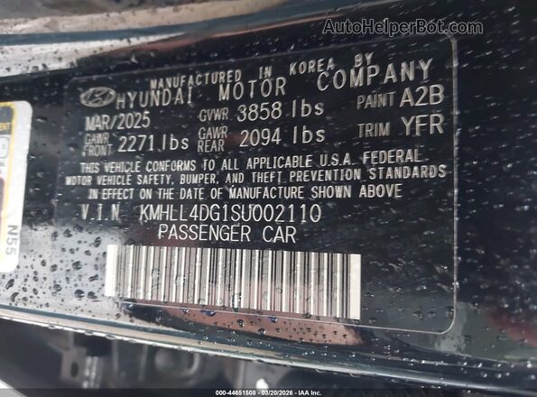 KMHLL4DG1SU002110 2025 HYUNDAI ELANTRA Black ძრავის განყოფილების ხედი