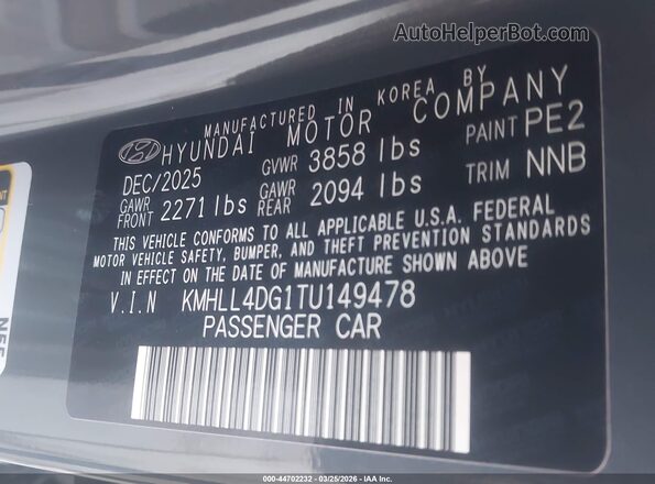 KMHLL4DG1TU149478 2026 HYUNDAI ELANTRA Blue 