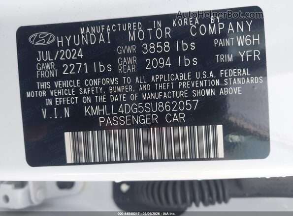 KMHLL4DG5SU862057 2025 HYUNDAI ELANTRA White Շարժիչի բաժամունքի տեսք