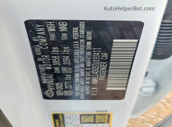 KMHLL4DG5TU110411 2026 HYUNDAI ELANTRA White Вид підкапотного простору