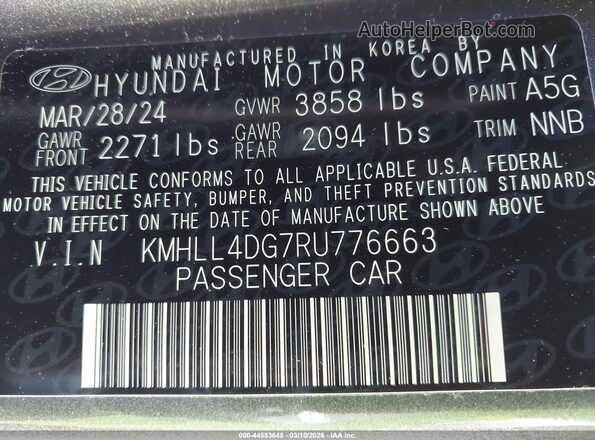 KMHLL4DG7RU776663 2024 HYUNDAI ELANTRA Gray ძრავის განყოფილების ხედი