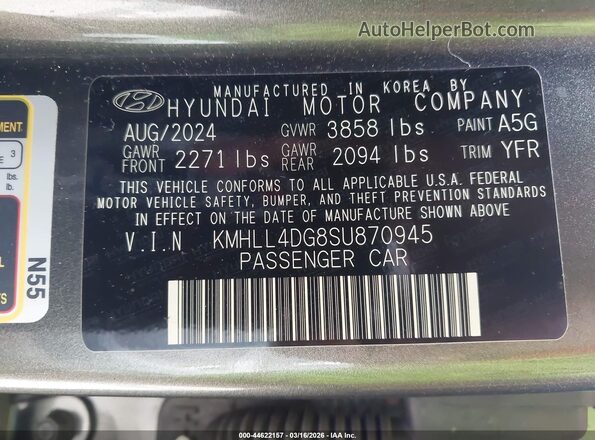 KMHLL4DG8SU870945 2025 HYUNDAI ELANTRA Gray Вид підкапотного простору