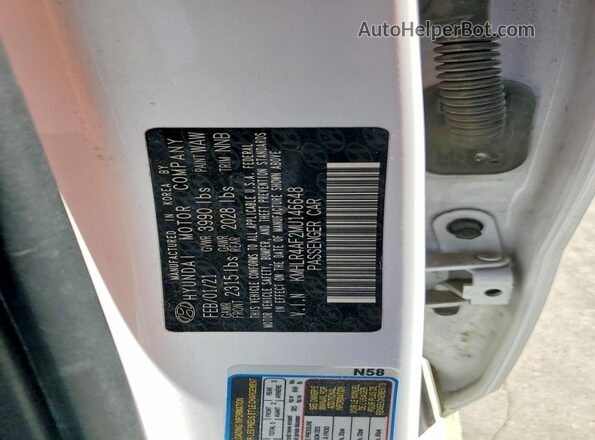 KMHLR4AF2MU146648 2021 HYUNDAI ELANTRA Белый Вид подкапотного пространства
