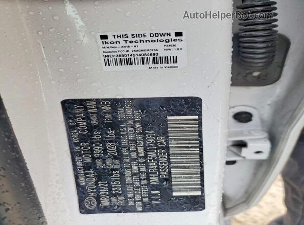 KMHLR4AF5MU179014 2021 HYUNDAI ELANTRA White VIN კოდის სტიკერის ხედი