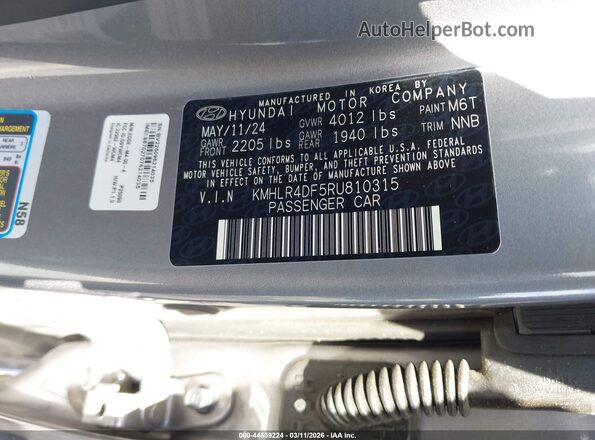KMHLR4DF5RU810315 2024 HYUNDAI ELANTRA Gray ძრავის განყოფილების ხედი