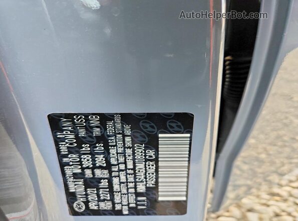 KMHLS4AG0MU189902 2021 HYUNDAI ELANTRA Gray VIN კოდის სტიკერის ხედი
