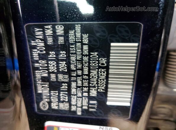 KMHLS4AG8MU183104 2021 HYUNDAI ELANTRA Black Engine compartment view