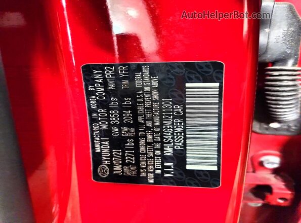 KMHLS4AG9MU211301 2021 HYUNDAI ELANTRA Red Engine compartment view