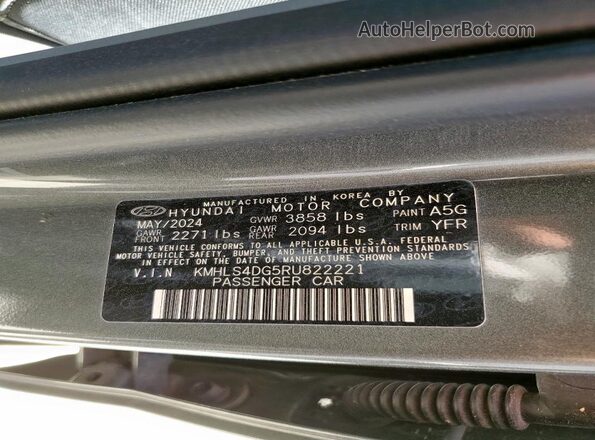 KMHLS4DG5RU822221 2024 HYUNDAI ELANTRA Gray Շարժիչի բաժամունքի տեսք