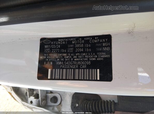 KMHLS4DG7RU806098 2024 HYUNDAI ELANTRA White ძრავის განყოფილების ხედი
