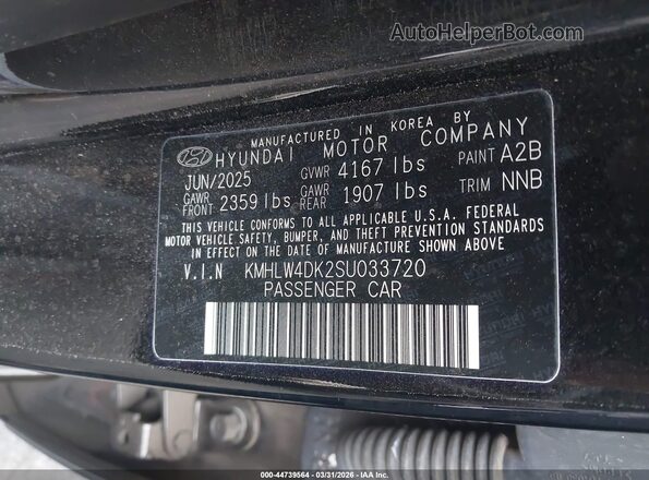 KMHLW4DK2SU033720 2025 HYUNDAI ELANTRA N Black ძრავის განყოფილების ხედი