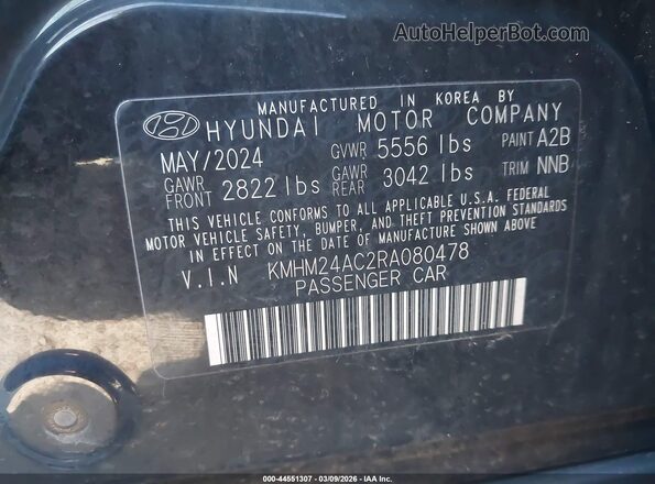KMHM24AC2RA080478 2024 HYUNDAI IONIQ 6 Black Շարժիչի բաժամունքի տեսք