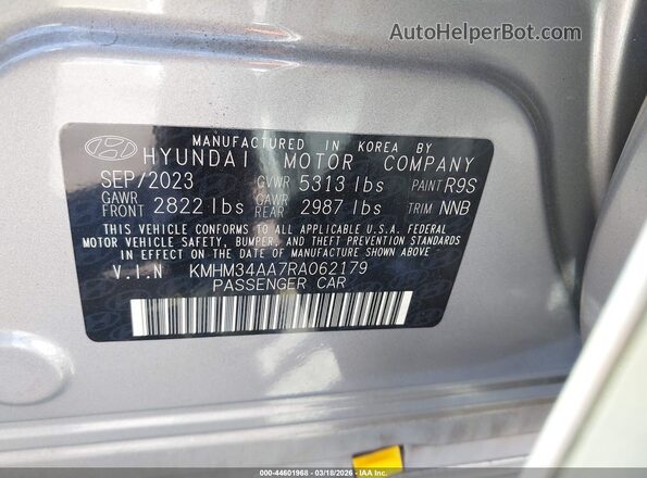 KMHM34AA7RA062179 2024 HYUNDAI IONIQ 6 Silver Շարժիչի բաժամունքի տեսք
